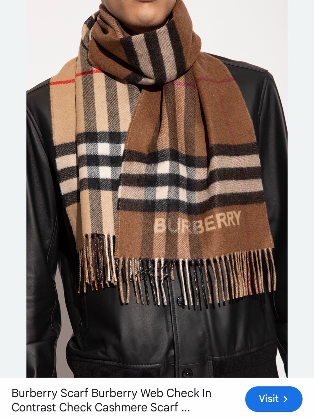 Burberry Brown Tan Check Cashmere Scarf